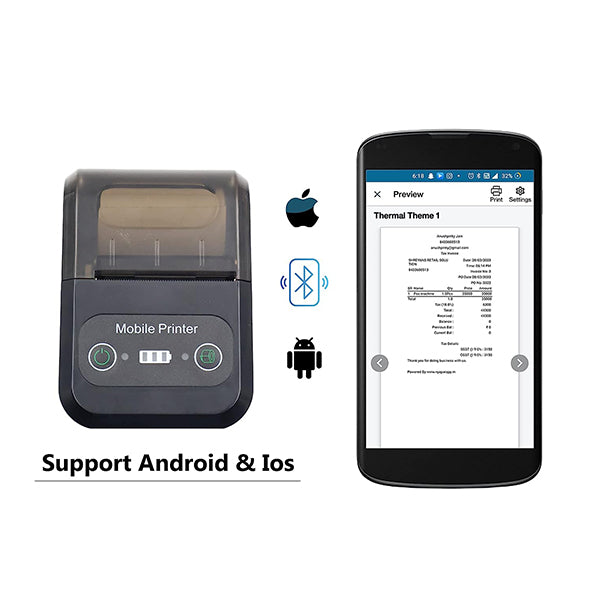 SRK-58B Direct Thermal Printer| Bluetooth | Android & IOS | 203 DPI