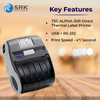 TSC ALPHA-30R Direct Thermal Label Printer | 3 inch | 203dpi | USB/RS232 | 2 year warranty