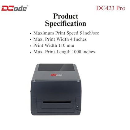 Dcode DC423 Pro Label Printer | 203dpi | USB + Serial + Ethernet